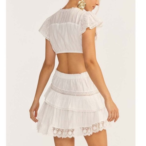 LoveShackFancy Audrina Mini Dress in White Lace - Picture 11 of 11